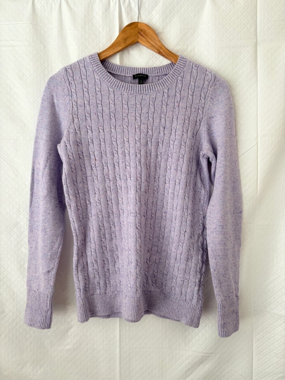 Talbots Lavender Cable-Knit Crewneck Sweater